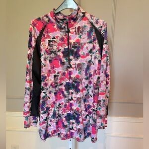 CJ Banks 2XL women's athletic pullover 1/2 zip jacket multi color travel stretch